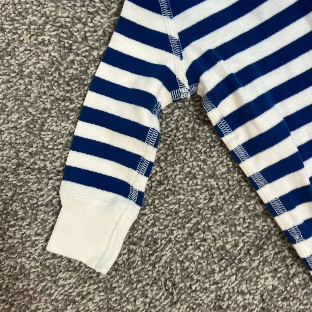Hanna Andersson Blue and White Striped Kids One Piece pajamas 6-9 months